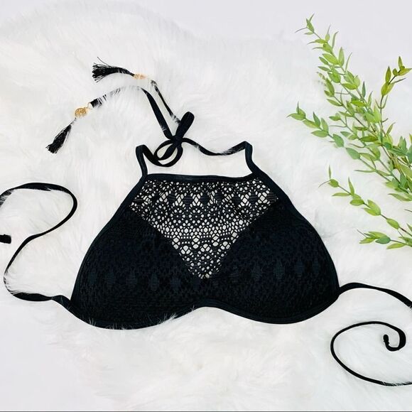BONGO Halter Bikini Top Small Black Beach Summer Vacation Womens - Picture 6 of 6